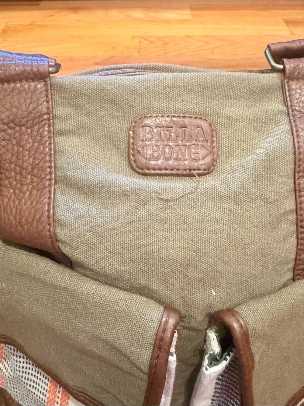 Vintage Billabong Canvas and Leather Tote Bag